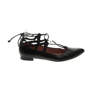 FS/NY FSNY Black Leather Lace Up Flats Ballet Ballerina 10 B